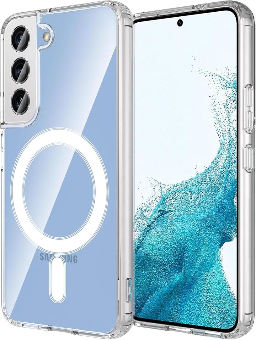 Hensinple for Samsung Galaxy S22 Case 6.1", Galaxy S22 Phone Case Magnetic [Compatible with MagSafe], Clear Hard Back Slim Drop Proof Magnetic Cover for Samsung S22 5G, Clear