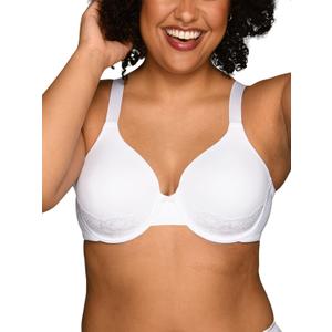 Vanity Fair Women's Full Figure Beauty Back Smoothing Bra with Lace, 4-Way Stretch Fabric, Lightly Lined Cups up to DD (White), 40D