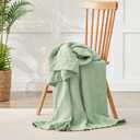 100% Cotton Muslin Blanket Large 50" x 70", 6 Layers Breathable and Lightweight Cotton Throw Blanket for Bed and Couch, Soft Quilt Bedspread, Gauze Blanket for Adults All Season, Sage Green