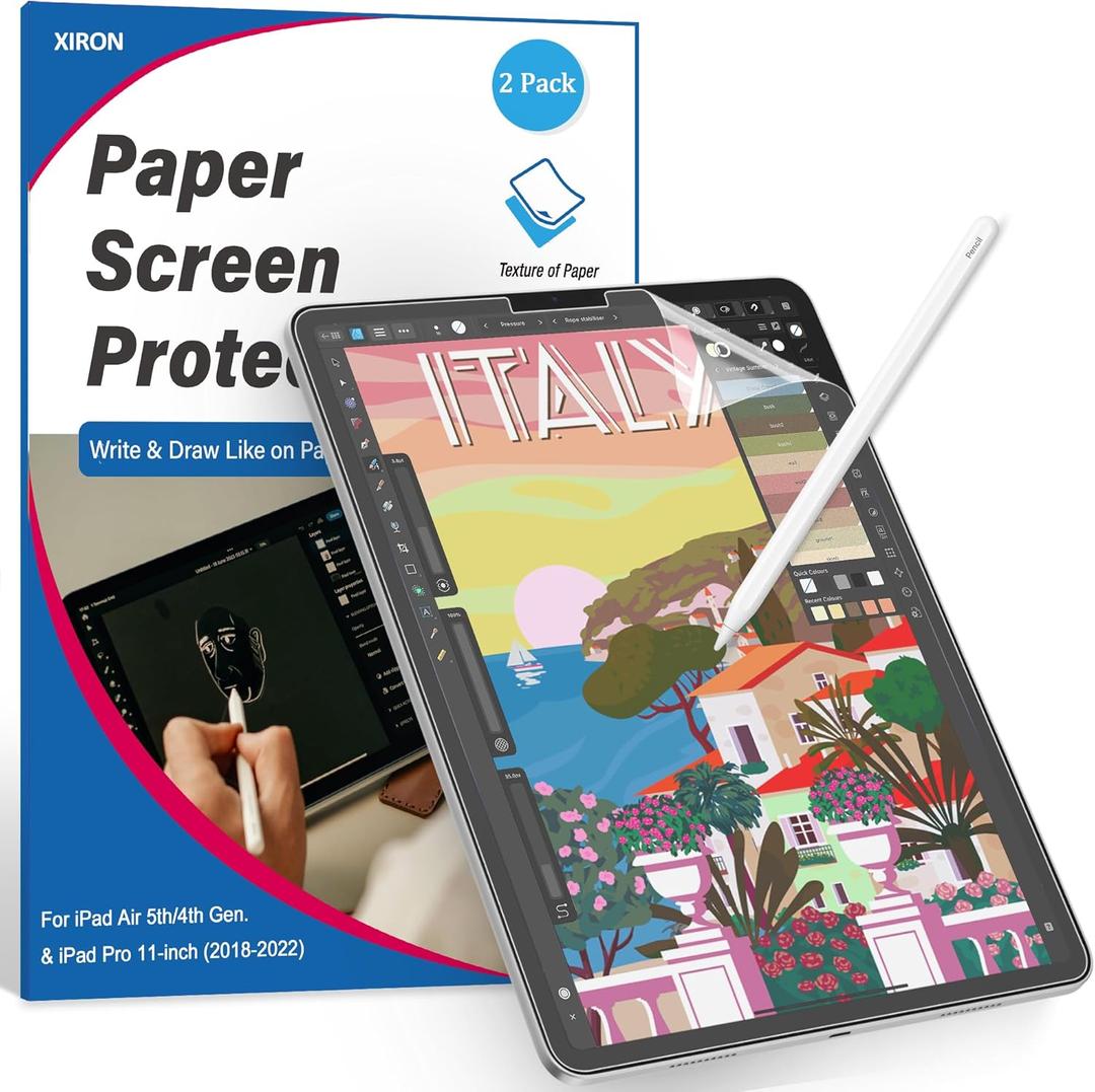 2 PACK Paper Screen Protector for iPad Air 5th/4th Generation, iPad Pro 11 inch (2022/2021/2020/2018), Matte PET Film for iPad Air 5/4(10.9"), Write and Draw Like on Paper, Anti-Glare Screen Protector