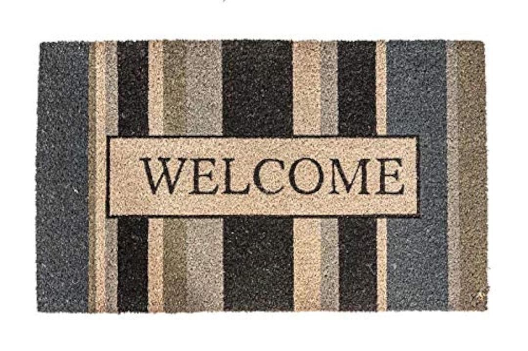 NoTrax, Welcome Gray, Vinyl-Backed Natural Coir Doormat, Entry Mat for Indoor or Outdoor Use, 18"x30", C12 (C12S1830WG)