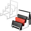 DoubleFill 2 Pack Purse Organizer for Closet Display 4 Layer Sliver Riser Stand Clutch Purse Organizer Display Metal Wallet Rack for Handbag Home Retail Boutique Store Supplies