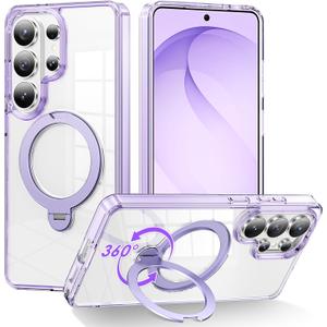 for Samsung Galaxy S26 Ultra Case with Magnetic Stand, Purple | Crystal Clear Case,Rigorous Drop Protection, Great Grip Feeling, Slim Shockproof Phone Cover
