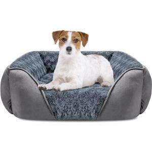 INVENHO Dog Bed Medium Size Dog, Orthopedic Warming Soft Calming Sleeping Puppy Bed Durable Pet Bed with Anti-Slip Bottom (M(25"x 21"x 8"), Grey)