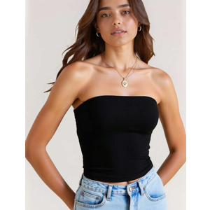 Wildy Women Casual Solid Color Bandeau Top, Fitted Tank Style, Suitable For Summer, SIZE M