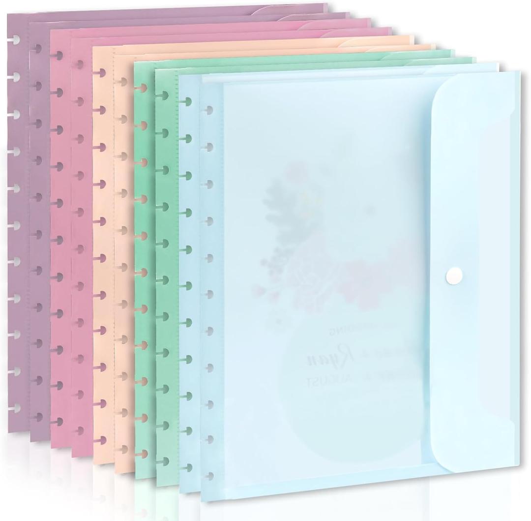 10 Pack Discbound Pocket 8.5 * 11.1 Inch Letter Size Pocket Dividers Discbound Notebook Planner Plastic Envelopes Planner Pocket Inserts for School Office Home Work Organizer