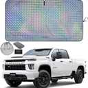 Autoamerics 1-Piece Windshield Sun Shade - Holographic Print Foldable Car Front Window Sunshade for Cars SUV Truck - Heat Blocker Visor Protector Blocks Max UV Rays and Keeps Your Vehicle Cool - Large (LARGE = 64 x 33.5 inches)