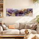 Abstract Purple and Gold Canvas Wall Art Living Room Bedroom Wall Decor Modern Marble Fluid Texture Prints Picture Watercolor Minimalist Foil Ink Poster Neutral Artwork for Bathroom Decorations 14x48