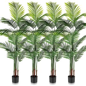 Jexine 4 Pack Artificial Palm Trees 6Ft, Fake Plants Fake Trees Artificial Areca Palm Plants for Outdoor Indoor Faux Tree in Pot for Pool Home Decor Office Housewarming Gift Modern Decoration