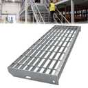 Galvanized Steel Stair Tread, 36x10in T4 Metal Stair Tread with Anti-Slip | Heavy-Duty Outdoor Metal Bar Grating Stair Tread with Anti-Slip Safety Nosing, Bolt-Down Stair Tread for Factory, Warehouses