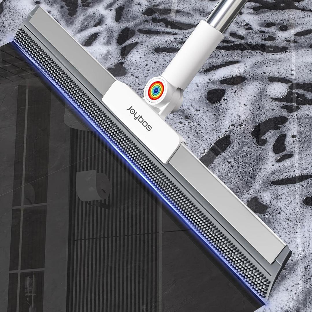 Rubber Squeegee Broom for Floor,Upgrade 62" Long Handle Window Squeegee, 2 Cleaning Cloths, Silicone Pet Hair Remover,Magic Squeegee Broom Removes Water Spots, Stains, Grease, and Glass Surfaces. (Large (3 in 1))