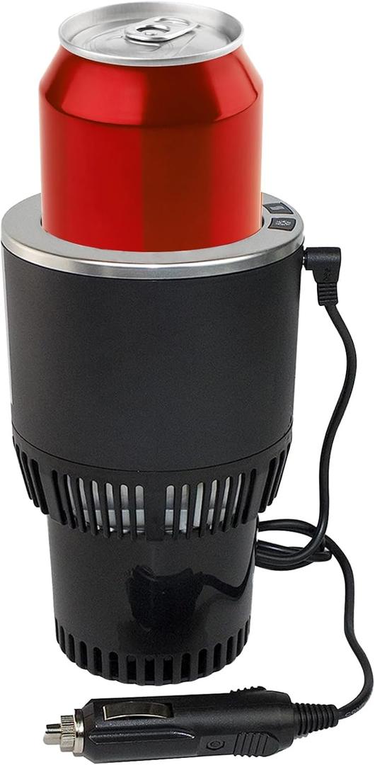 2-in-1 Car Cup Cooler Warmer Smart Temperature Control Travel Coffee Car Cup Holder Smart Car Tumbler Holder Suitable for Coffee, Baby Bottles, Water, Tea, Drinks(Black and Silver)