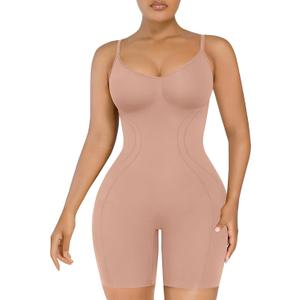 SHAPELLX Shapewear for Women Tummy Control Compression Seamless Body Shaper Slimming Bodysuit Top Thigh Slim Butt Lift (Medium-Large, Mocha Mousse)