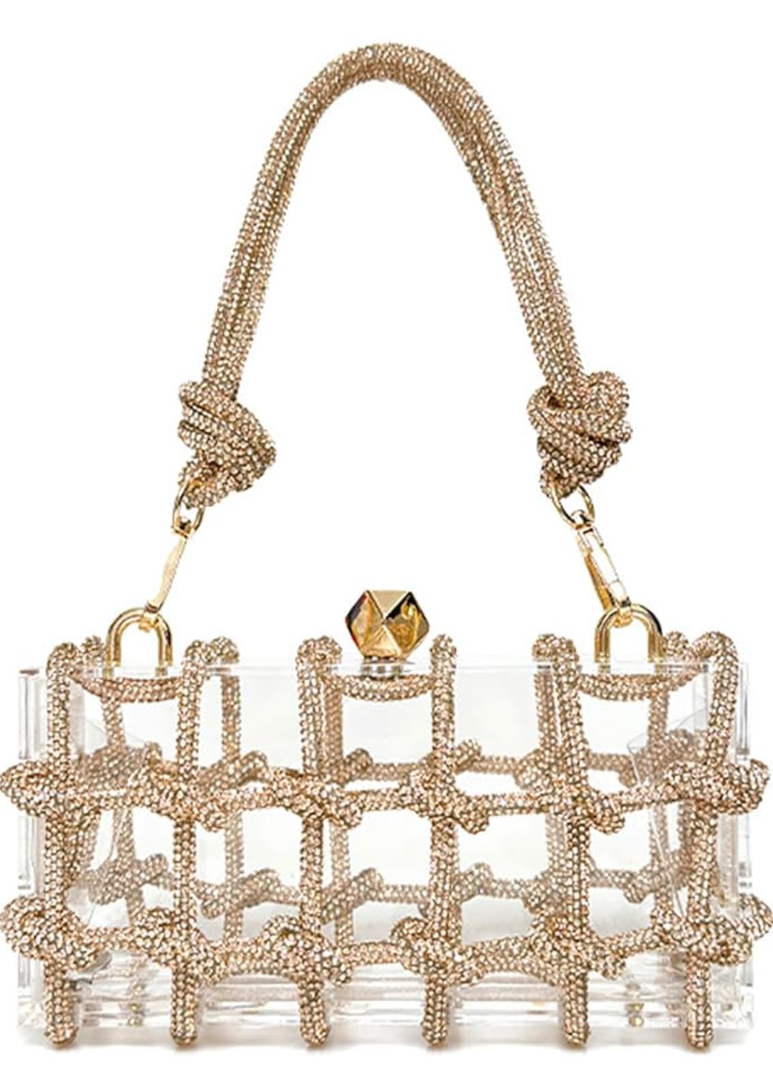 Clear Acrylic Bag Rhinestone Acrylic Clutch Crystal Evening Purses for Women Glitter Handbag for Wedding Cocktail Party Prom