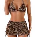 Women's One Piece Swimsuit with Cover up Set Beach Wrap Skirt Retro Bikini Set Two Piece Bathing Suit with Cover up, Small