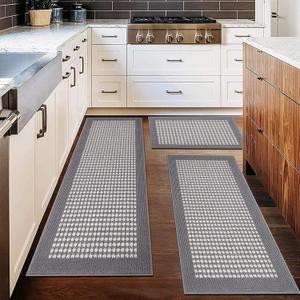 Ileading Kitchen Mat Sets 3 Piece Water Absorbent Kitchen Floor Rugs Non Slip Entrance Runner Rugs Farmhouse Laundry Throw mats Machine Washable Carpet Sets for Indoormat Balcony Garage(Grey) (20"x32"+20"x48"+20"x59")