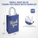 DjinnGlory 100 Pack Small Navy Blue Thank You Paper Gift Goodie Bags with Handles 9x5.5x3.15 Inch for Shopping Birthday Wedding Bridal Baby Shower Graduation 2024 Party Favors, Blue&Thank You