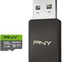 PNY 128GB Elite Prime Class 10 U1 V10 A2 microSDXC Flash Memory Card & USB 3.2 Gen 1 Card Reader - 175MB/s, Class 10, U1, V10, A2, Full HD, UHS-I, Micro SD