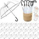 Wedding Favors for Guest Umbrella Gifts Bulk 52 Inch Large Dome Rain Windproof Stick Umbrellas with Thank You Tags and Rope Guest Souvenirs for Wedding Party Bridal Favors (Black)