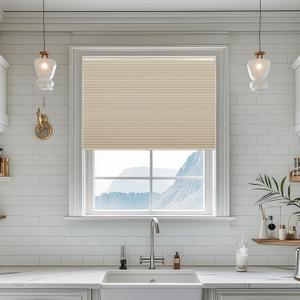 No Drill No Tools Blackout Cellular Shades,Cordless Blinds for Indoor Windows,Room Darkening Window Shades Honeycomb Blinds for Bedroom,Office,Home,Beige(Blackout),32" w x 36" h