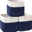 13x13x13 inch Cube Storage Bin, 3-Pack Woven Cotton Rope Baskets for Organizing, 13 inch Storage Cubes for Shelves, Cute Kids Toy Bin for Boys, Baby Nursery Closet Organizer, Blue Room Decor
