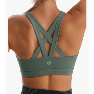 RUNNING GIRL Sports Bra for Women, Criss-Cross Back Padded Strappy Sports Bras Medium Support Yoga Bra with Removable Cups Medium