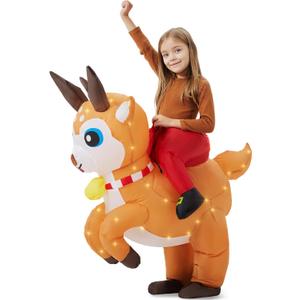 Inflatable Costume Kids Christmas Blow up Costumes with LED Light Funny Riding on Costume for Party Cosplay