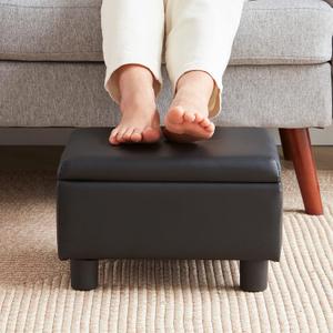 Small Foot Stool Under Desk Foot Stools Ottoman Footstool Foot Stools Small Footstools Foot Stool for Living Room Foot Rest 15" W x 12" D x 9.5" H Faux Leather Black