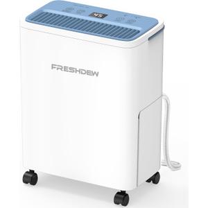 FRESHDEW Dehumidifier, 30 Pints Dehumidifiers for Home, 1500 Sq. Ft Dehumidifiers with Drain Hose, 0.52 Gallon Water Tank for Basement Bathroom Bedroom, Overflow Protection, 24H Timer (1500 Sq.ft)