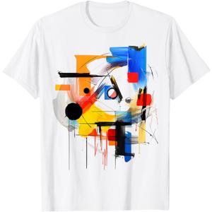 Art Colorful Abstract Geometric Painting Graphic Art T-Shirt (Small)