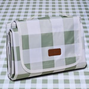 ALLBFENG 80"x80" Extra Large Waterproof Outdoor Mat - Sandproof Foldable Picnic Blanket for Family Camping, Backyard, Beach Parties - Heavy Duty & Easy Storage (Green&White)