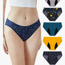 Neione Period Underwear Menstrual Panties Comfortable Modal Bikini Cheeky Briefs for Women Girls, Size -L, Pack of 5, Multicolor