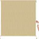Boho Seasame Outdoor Roller Shade 7' W x 8' H, Exterior Cordless Patio Shades Roll up-Down Blinds Spliced Design (Fixed 2 Poles, One-Full Fabric Sunshade)