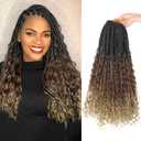 Goddess Box Braids Crochet Hair With Curly Ends 16 Inch Bohomian Box Braids Crochet Braids 8 Packs 3X Crochet Braids Synthetic Braiding Hair Extension for Black Women(16 Inch (Pack of 8), M1B 30 27)…