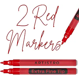 3 Pack of ARTISTRO 2 Red Acrylic Paint Markers - 3mm Medium-Tip Paint Pens - Perfect for Crafting, Art Projects, & More
