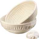 Dimpola Banneton Bread Proofing Basket - 9 inch Banneton Basket Set of 2 Sourdough Proofing Basket Round Proofing Bowls Handmade Rattan Baskets and Liners