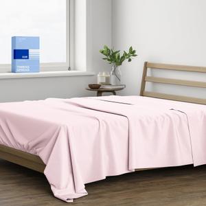 Thread Spread 100% Cotton Queen Flat Sheet Only - 400 Series Glee Collection Queen Flat Sheet (1 PC, Blush), Silky Soft, Breathable, Cooling, Sateen, Hotel Top Sheets for Hot Sleepers