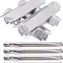 Adviace Replacement Parts for Nexgrill - 4 Pack Grill Burners and Heat Plates Shield for Home Depot Nexgrill 4 Burner 720-0830H, 720-0864, 720-0864M Gas Grills (4-Burner Kit - Stainless Steel)