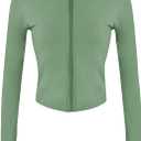 Lviefent Womens Lightweight Full Zip Running Track Jacket Workout Slim Fit Yoga Sportwear with Thumb Holes (Green, M)