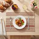 Artoid Mode Caramel Farmhouse Woven Braided Stripe Placemats Set of 6,12x18 Inch Seasonal Holiday Table Mats Party Kitchen Dining Decoration