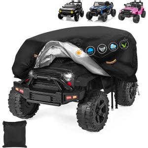 Large Kids Car Cover，Heavy Duty 900D Power Wheels Cover Waterproof All Weather，Kids Ride On Car Covers with Nano Coating,Windproof Buckle & 3 Reflective Strips,Universal Childrens' ride-on Accessories