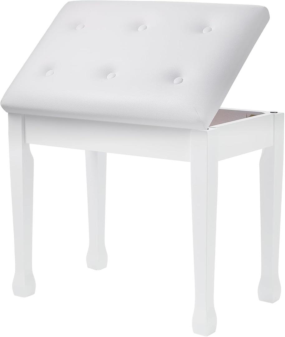 Piano Bench with Waterproof Padded Cushion, Makeup Stools for Vanity, Bench for Living Room/Bedroom XJ580-2(White)