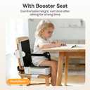 Toddler Booster Seat for Kitchen Chair, Anti-Slip Dining Table Booster Seat w/Backrest & Adjustable Shoulder Straps, Polyester Waterproof & High-Density Foam, Portable Travel Baby Increasing Cushion