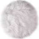 12 Inches Mini Round Faux Fur Sheepskin Rugs, Fluffy Living Room Carpet Mini Small Size Fit for Photographing Background of JewelleryWhite