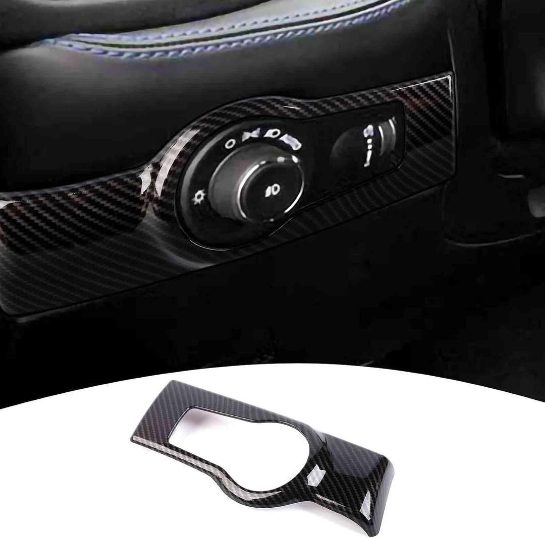 for Durango Headlight Switch Panel Trim Cover Compatible with Dodge Durango 2022 2023 2024 Carbon Fiber Interior Accessories