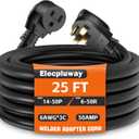 25 FT 6 AWG Heavy-Duty Welder Extension Cord, NEMA 14-50P to 6-50R Adapter Cord, 50 Amp 250 Volts, STW 6AWG/3C for Generator, RV, Tesla EV Charger