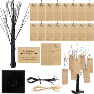 36 Sets 2025 Graduation Wish and Advice Cards with Wishing Tree Set Grad Inspirational Quote Tag Centerpiece with Rope Graduation Gift for High College Grad Party Favor Supplies