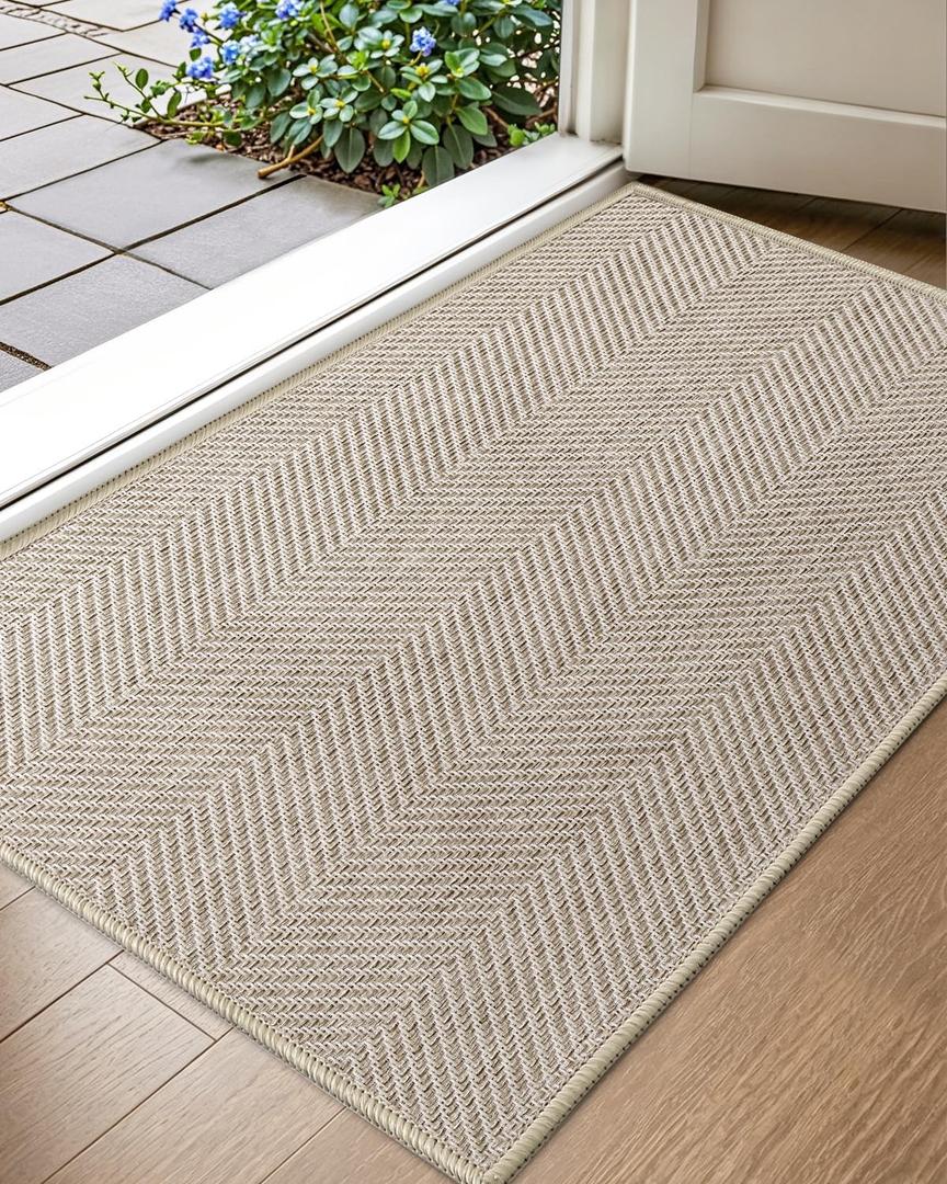 Color&Geometry Ultra Thin Indoor Door Mat 24"x36" Entrance Mat, Oatmeal