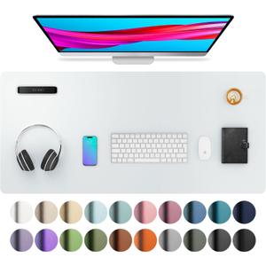 Aothia Leather Desk Pad Protector, Mouse Pad, Office Desk Mat, Non-Slip PU Leather Desk Blotter, Laptop Desk Pad, Waterproof Desk Writing Pad for Office and Home (Barely Grey, 36" x 17")