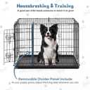 DUMOS Dog Crate, 36 Inch Medium Double Door Dog Cage with Plastic Leak-Proof Pan Tray, Folding Metal Wire Pet Kennel for Indoor, Outdoor, Travel, Black
